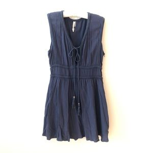 Mür Mür Navy Tassel Sun Dress w/ Plunging Neckline